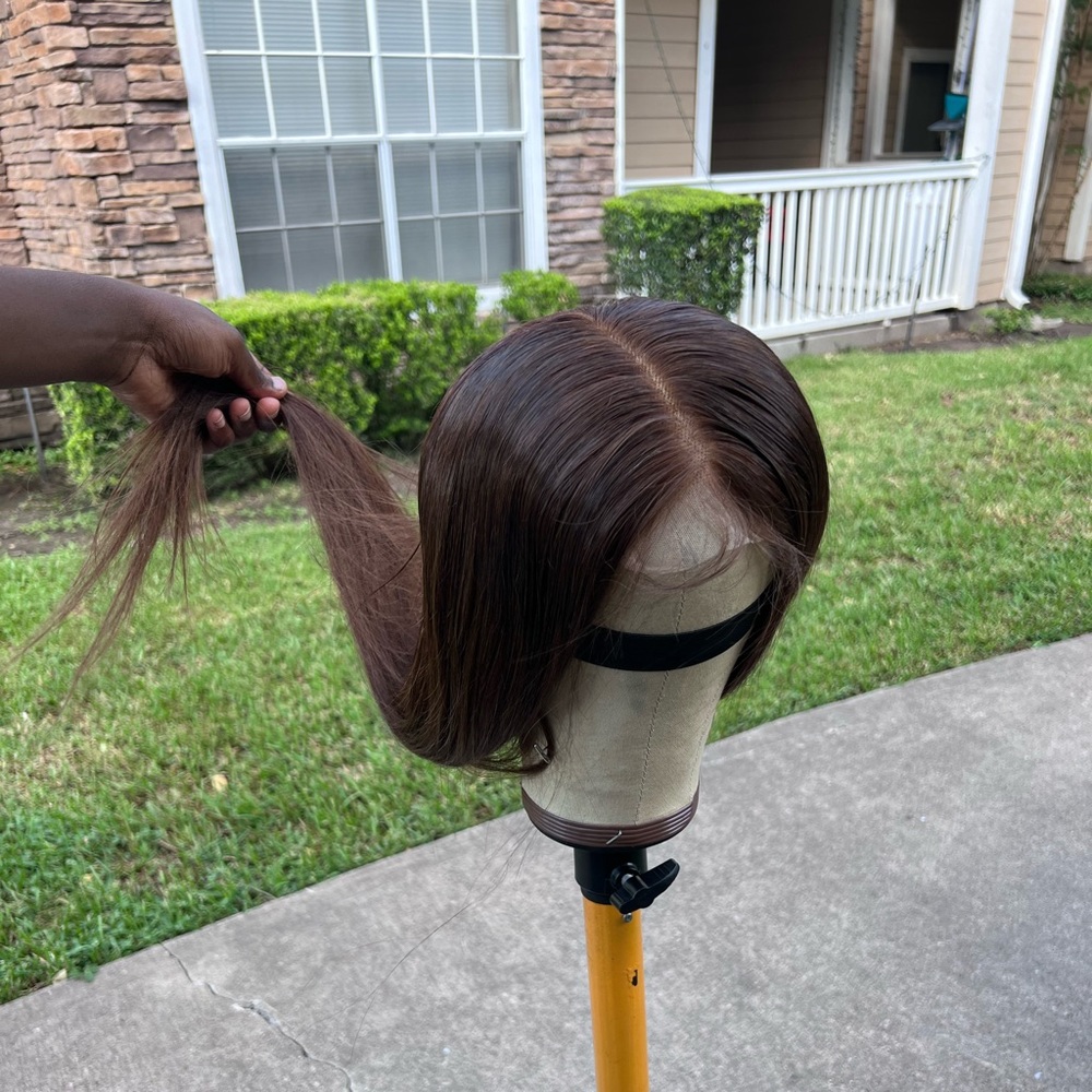 Brown straight closure wig
